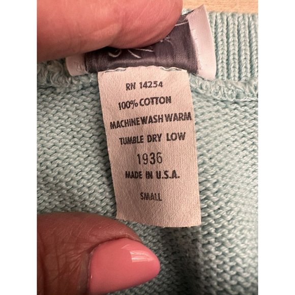 Vintage Queens Way Knitted Cropped Vest Sweater, Sage Pullover, Small V Neck - Picture 6 of 6